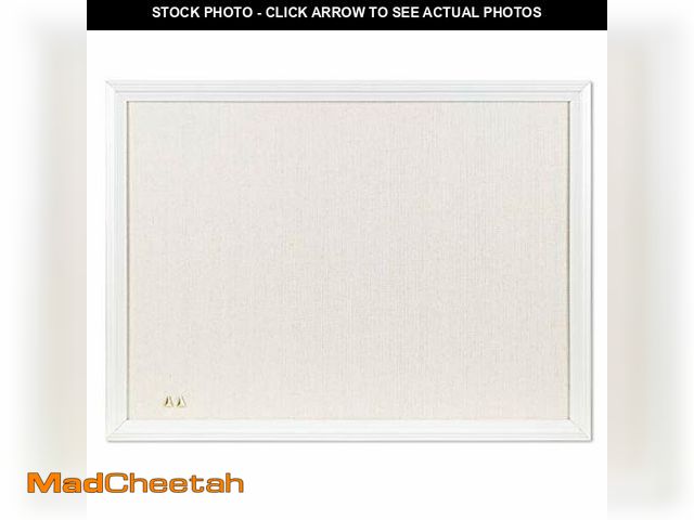 Lot 74-12633398 - U Brands Farmhouse Linen Bulletin Board, 24" x 18", White Wood Style Frame, Industrial Grade Pinning...