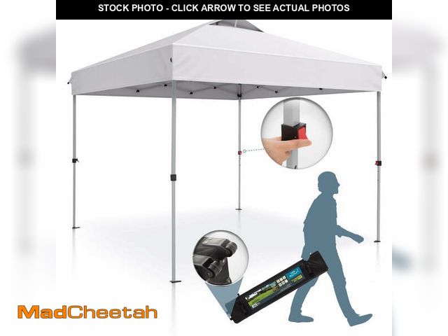 Lot 74-14354023 - SUMMIT LIVING 10 x 10 ft Pop-up Canopy Tent Straight Legs Instant Canopy for Outside with Wheeled Ba...