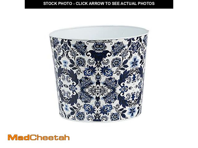 Lot 74-12760369 - Nearly Natural 12in. Oriental Blue and White Classic Round Metal Planter - UNUSED
