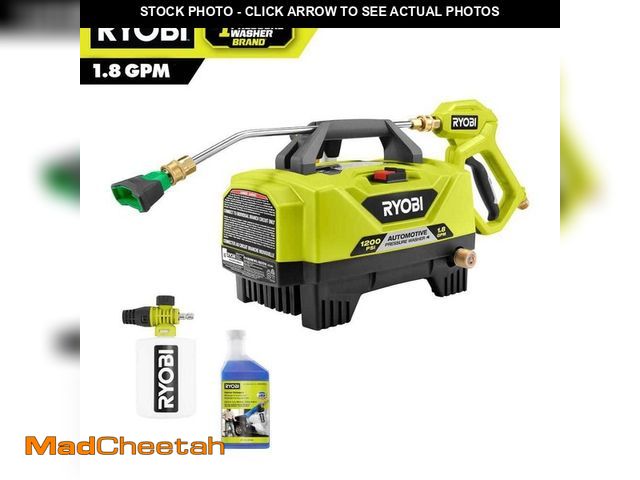 Lot 74-13693447 - *MISSING SOAP* RYOBI 1.8 GPM Automotive High Flow Pressure Washer Kit with Foam Blaster 16 oz. Deter...