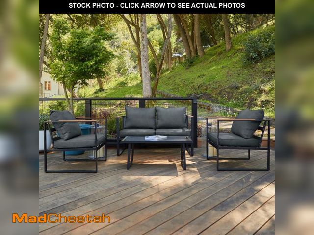 Lot 74-12203735 - EAST OAK Courtyard Patio Furniture Set, 4-Piece Outdoor Patio Set with Sofa, Removable &amp; Washabl...