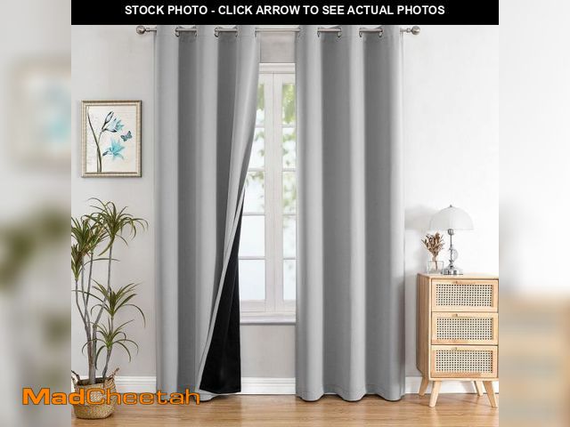 Lot 74-12304877 - ChrisDowa 100% Blackout Curtains 78 inch Long for Bedroom with Black Liner, 2 Thick Layers Total Bla...