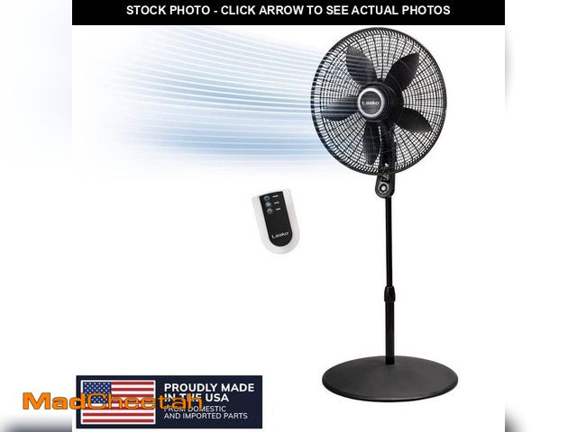 Lot 74-12691603 - Lasko 20 in. 4 Speed Oscillating Pedestal Fan for Home in Black with 90ÃâÃÂ° Oscillation, Adjust...