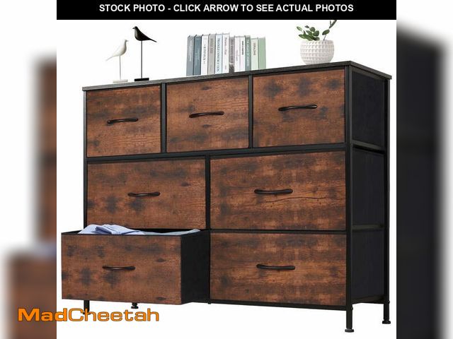 Lot 74-12764403 - EDX 7 Drawer Dresser, Wide Chest of Drawers Nightstand Storage Tower Storage Fabric Dresser for Livi...