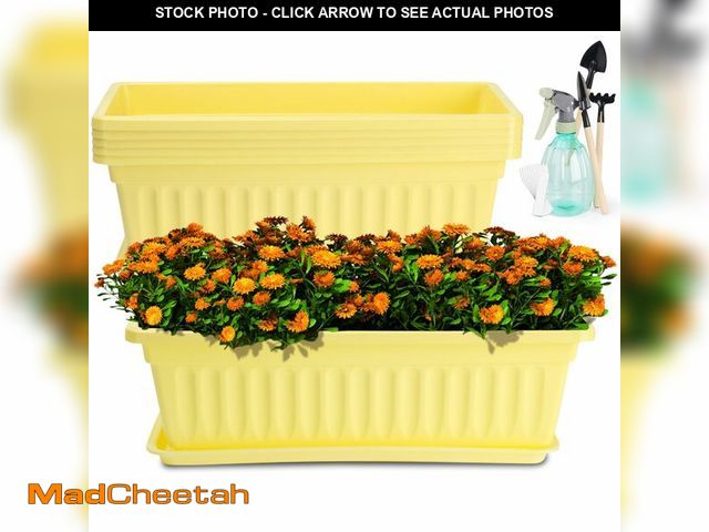 Lot 74-14209702 - HOXHA 6 Pack Window Box Planter, 17 Inches Vegetable Flower Plastic Planter Boxes with Tray, Rectang...