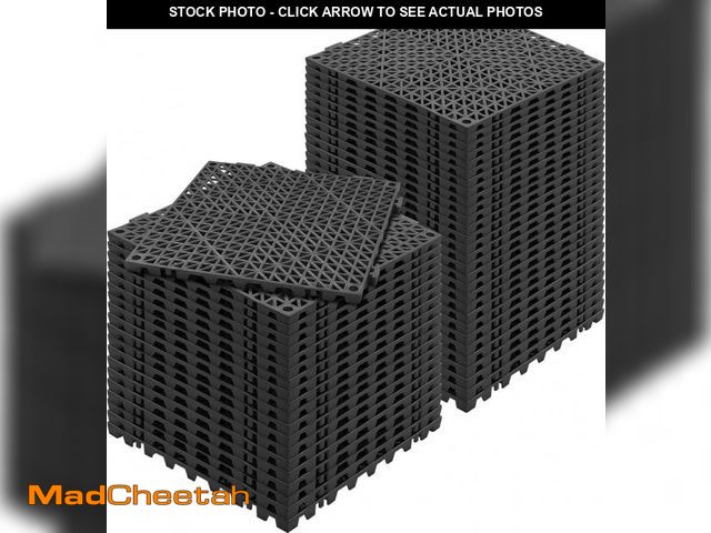 Lot 74-12397058 - VEVOR Interlocking Tile 50PCS Black, Drainage Tiles 12" x 12" Splicing, Soft PVC Interlocking Draina...