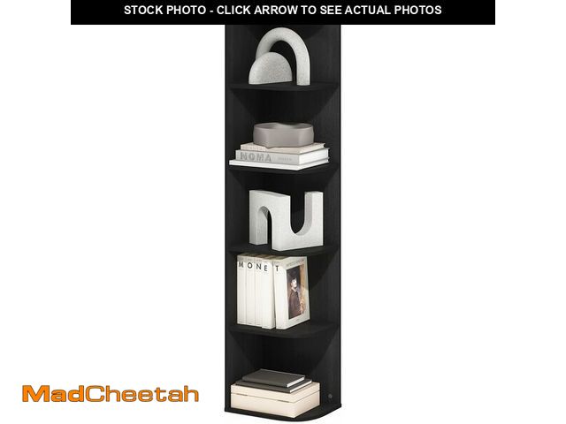 Lot 74-14581851 - Furinno PASIR Book Shelf, 5-Tier Corner Bookshelf with Open Shelf, Standing Bookcase, 9.3 x 12 x 51....