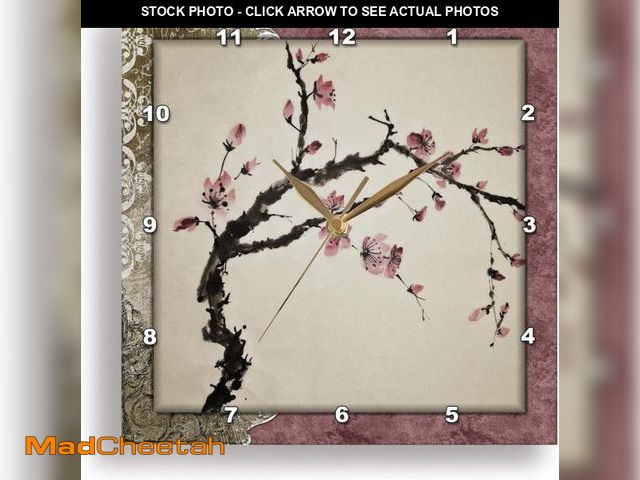 Lot 74-12322705 - *SEE DETAILS* 3dRose LLC Elegant Chinese Flowers 10 by 10-Inch Wall Clock *SEE DETAILS*  - USED