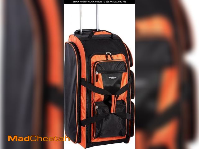 Lot 74-12098564 - Travelers Club Xpedition 30 Inch Multi-Pocket Upright Rolling Duffel Bag, Bright Orange, 30" Suitcas...