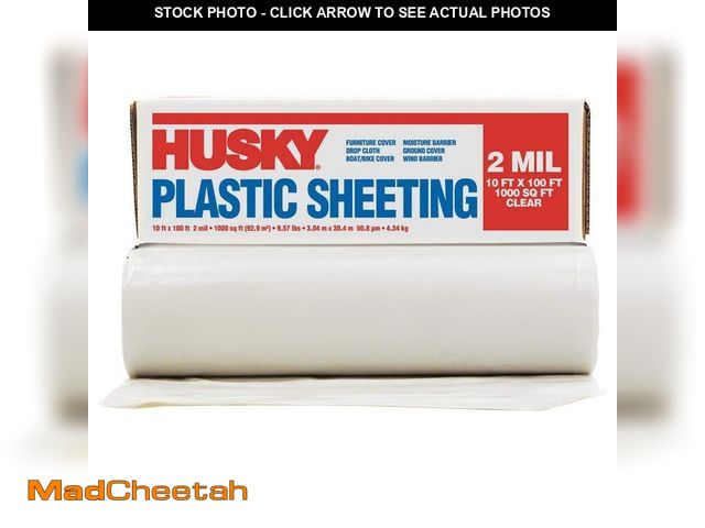 Lot 74-14372155 - Husky 10 ft. x 100 ft. Clear 2 mil. Plastic Sheeting - UNUSED