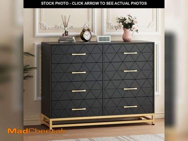 Lot 74-12391324 - GarveeHome Dresser for Bedroom with 8 Drawer, TV Stand Dressers Chest of Drawers Large Wood Dresser ...