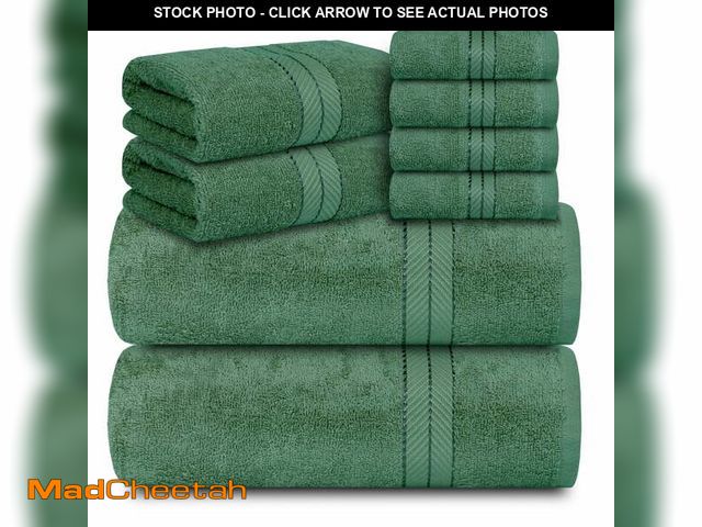 Lot 74-14435305 - Casa Lino 8Pc Premium Bath Towel Set (2 Bath Towels, 4 Washcloths, 2 Hand Towels) - 100% Cotton, 400...