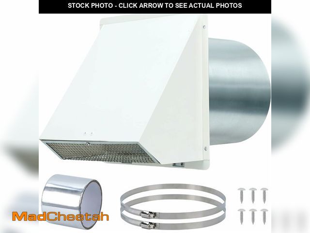 Lot 74-14364543 - 8 Inch Dryer Vent Cover Outside with Screen and Damper - Heavy-Duty Galvanized Steel, Wind/Rain/Inse...