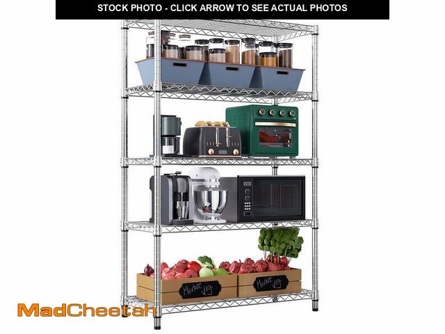 Lot 74-13778433 - M MZG 5 Tiers Metal Dimensions: 47.2"W x 17.7"D x 72.3"H Shelving Unit, Silver - UNUSED
