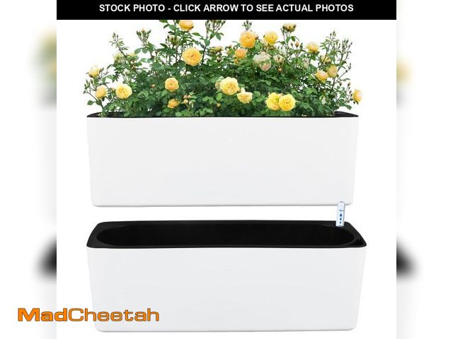 Lot 74-11545256 - 2 Pack Rectangular Planter 15.6 x 5.4 in Self Watering Planter Window Sill Planters Indoor Rectangle...