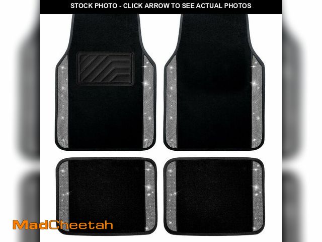 Lot 74-12971000 - Crystal Bling Diamond Car Floor Mats, Shining Rhinestone Carpet Sparkly Glitter with Anti-Slip PVC H...