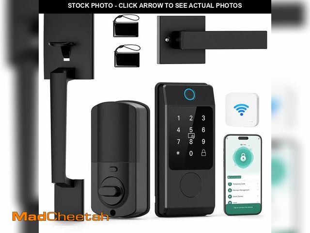 Lot 74-12456610 - Miuedo WiFi Front Door Lock Sets with Handle, Fingerprint Keyless Entry and Smart Keypad with Lever ...