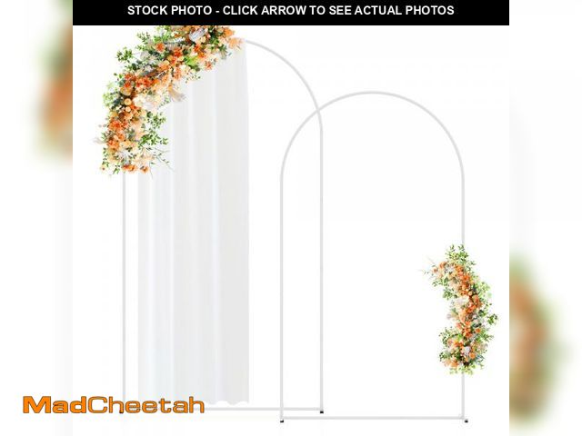 Lot 74-11550325 - GATKITOM 7.2FT+6.6FT Metal Arch Backdrop Stand, White Wedding Arch Stand Set of 2, Stable Wedding Ar...