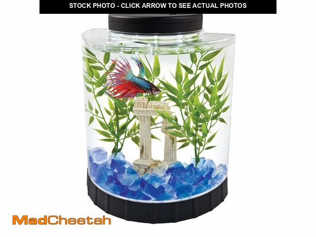 Lot 74-14214214 - Tetra LED Half Moon Aquarium Kit, 1.1 Gallons, Small, Clear Plastic Fish Tank With Curved Front, Eas...