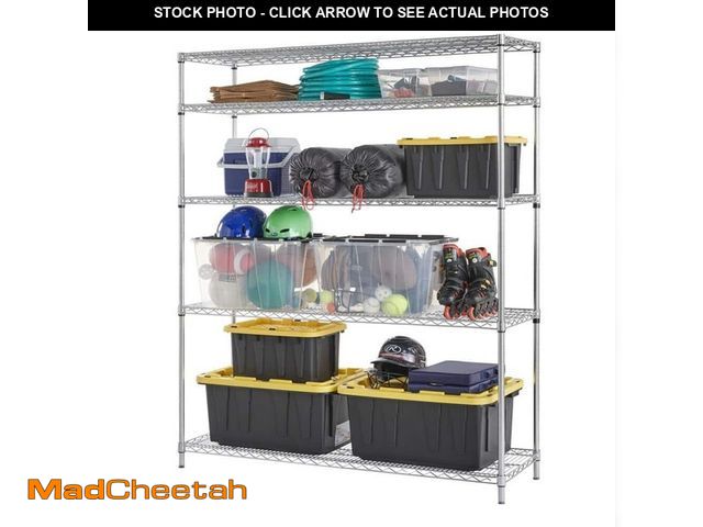 Lot 74-13778702 - (SOME DAMAGE) HDX 5-Tier Commercial Grade Heavy Duty Steel Wire Shelving Unit in ChromeMax (60 in. W...