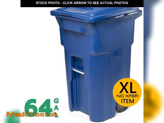Lot 74-12872784 - Toter 64 Gallon Blue Outdoor Trash Can/Garbage Can with Quiet Wheels and Attached Lid - USED