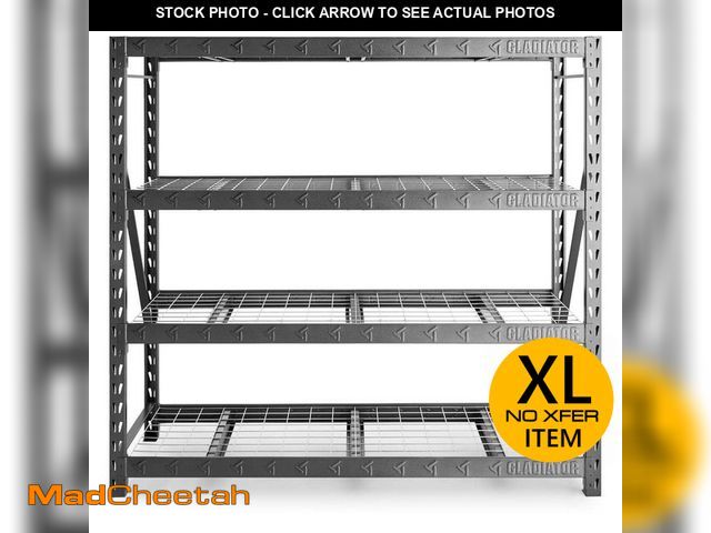 Lot 74-14394592 - Gladiator 4-Tier Industrial Duty Welded Steel Garage Storage Shelving Unit in Hammered Granite (77 i...