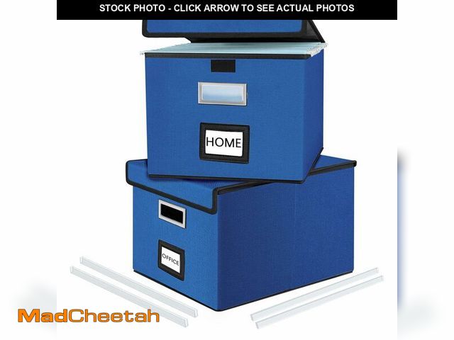 Lot 74-13715862 - Huolewa Decorative File Organizer Boxes Office Document Storage with Lids, Portable Collapsible Line...