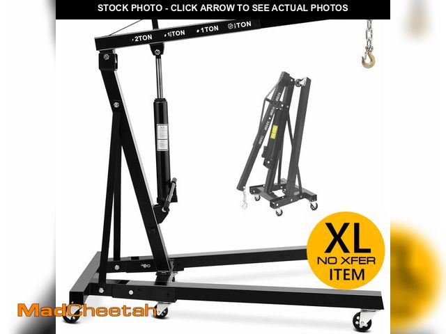 Lot 74-13073304 - Garvee 2 Ton Engine Hoist, 4400 LBS Folding Hydraulic Cherry Picker Shop Crane with 6 Swivel Casters...