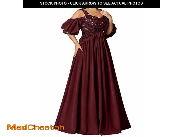 Lot 74-14154609 - VOUIAO Women's Elegant Plus Size Sequin Wedding Guest Formal Maxi Dresses Off Shoulder Bridesmaid Pa...