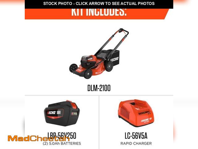 Lot 74-14344183 - (MISSING ONE BATTERY) ECHO 21 in. 56-Volt Cordless Battery Walk Behind Push Lawn Mower with Two 5.0 ...