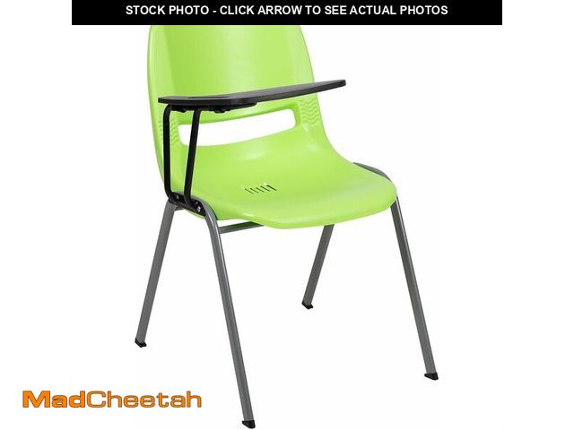 Lot 74-13733729 - Flash Furniture HERCULES Green Ergonomic Shell Chair with Right Handed Flip-Up Tablet Arm - UNUSED