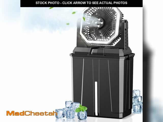 Lot 74-12450316 - Allsion 24000mAh Rechargeable Misting Fan with 8L Water Bucket, 3-Speed Outdoor Cooling Fan with LED...