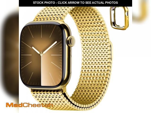 Lot 74-12306847 - Fullmosa Compatible Apple Watch Bands 45mm 44mm 42mm for Men Women, Stainless Steel Mesh Loop Magnet...