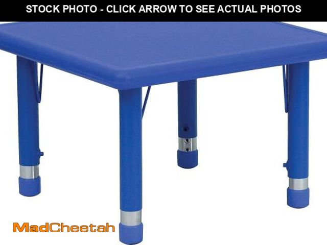 Lot 74-11987739 - (MISSING HARDWARE) Flash Furniture Wren 24'' Square Blue Plastic Height Adjustable Activity Table - ...