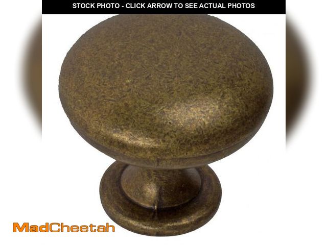 Lot 74-12538539 - GlideRite Hardware 1.125 In. Solid Classic Round Cabinet Knobs Antique Brass 10 pack - UNUSED