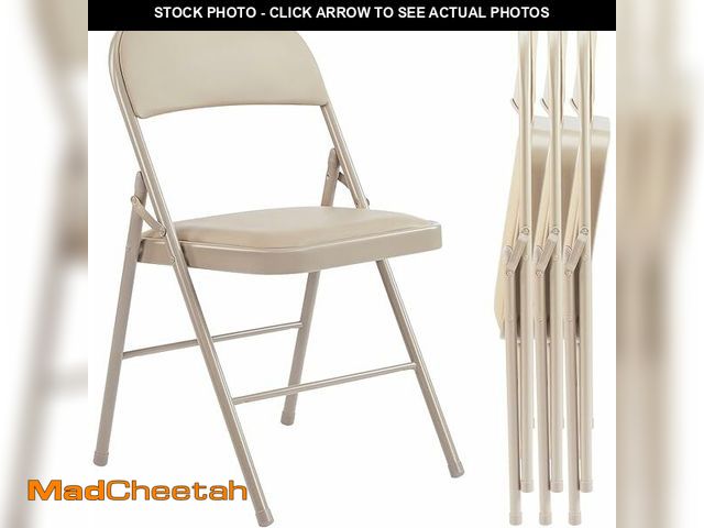 Lot 74-13087868 - Sweetcrispy Folding Chair 4 Pack, Leather Padded Folding Chairs, Sturdy Metal Foldable Chairs, Easy ...