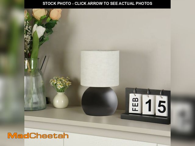 Lot 74-14428606 - LHYueTong Modern Black Small Table Lamp with Cotton Linen Shade, 6.2Ãâ6.2Ãâ10.4 inch LED Desk ...
