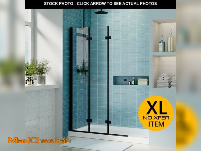 Lot 74-13120223 - iBath Shower Door, 43" W x 72" H, 1/4" Tempered Glass with Easy Clean Coating and Shatterproof Film,...