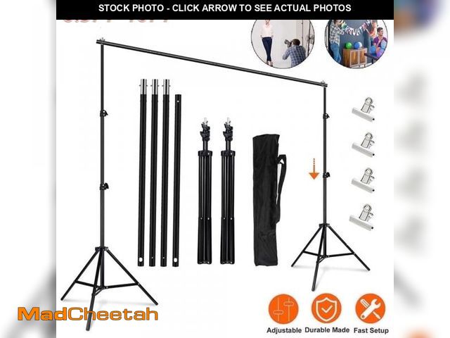 Lot 74-12155441 - 10ft Adjustable Background Support Stand Photography Video Studio Backdrop Kit with Carry Bag,4 Back...