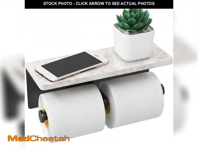 Lot 74-11550756 - Gypie Toilet Paper Holder with Shelf, New Upgrade Double Toilet Paper Holder with Storage, Marble Ro...