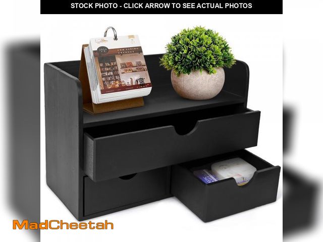 Lot 74-12433610 - Besti Wooden Office Desk Organizer - Organizing Tool for Desktop, Cubicle, Bedroom, Kitchen - Vintag...
