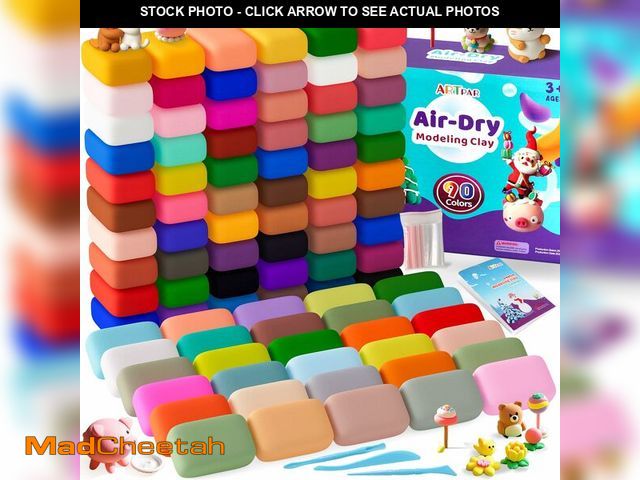 Lot 74-13566355 - ARTPAR Air Dry Clay for Kids,90 Colors Modeling Model Magic Clay,DIY Molding Clay Starter Kit with S...