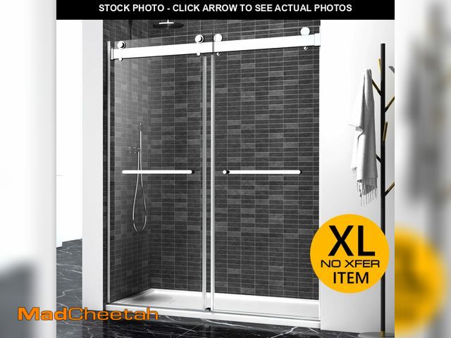 Lot 74-12898074 - Shower Door,56-60" W x 76" H Frameless Shower Door, Double Sliding Glass with 3/8" (10mm) Clear SGCC...