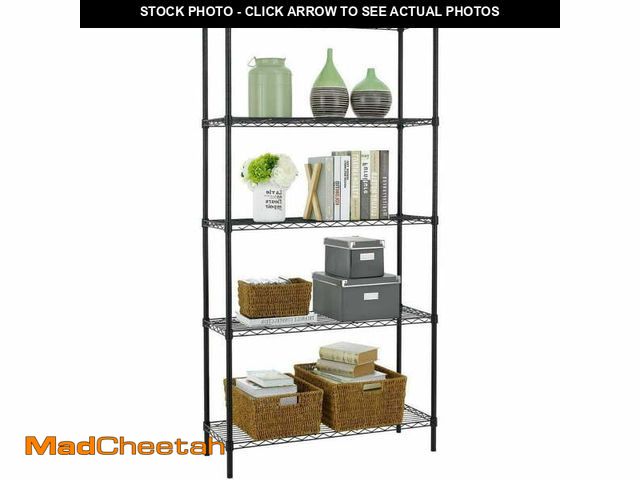 Lot 74-14086745 - BestOffice 5 Tier Wire Shelving Unit 1250lb Capacity Black - UNUSED