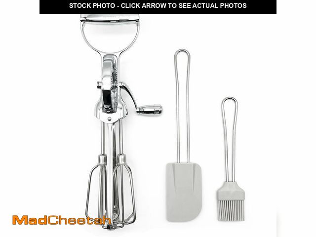 Lot 74-14381407 - Hommony Rotary Egg Beater 12", Stainless Steel Baking Set with Silicone Spatula and Basting Pastry B...