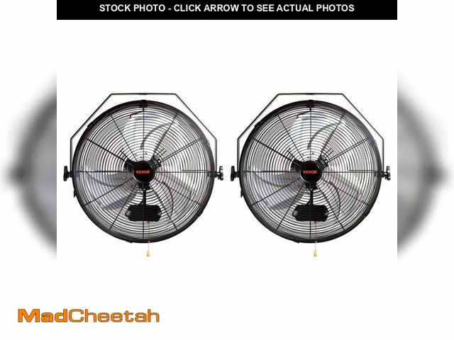 Lot 74-13803622 - VEVOR 18 Inch Industrial Wall Mount Fan 2PCS, High Velocity 4000 CFM with 3-Speed Manual Control &am...