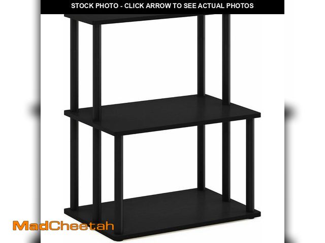 Lot 74-14348743 - Furinno Turn-N-Tube 3-Tier Toolless Kitchen Storage Shelf, Americano/Black - UNUSED