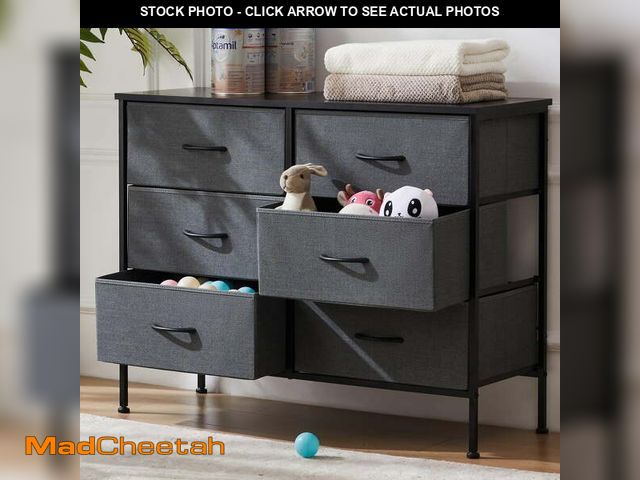 Lot 74-12678233 - ZUNMOS 6 Drawer Fabric Dresser for Bedroom, Chest of Drawer Organizer Storage Cabinet for Closet, En...