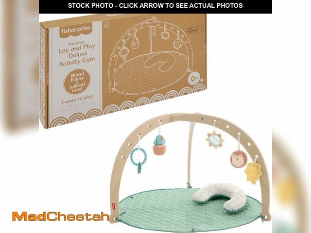 Lot 74-14348719 - Fisher-Price Wood Baby Playmat Lay &amp; Play Deluxe Activity Gym with Wooden Frame &amp; Tummy Time...