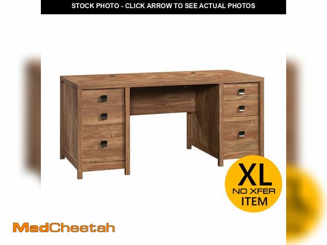 Lot 74-12571132 - Sauder Cannery Bridge Executive Desk with 6 Storage Drawers, Sindoori Mango Finish - UNUSED